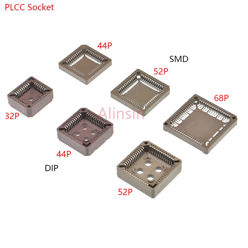 

5PCS DIP/SMD SMT PLCC SOCKET ADAPTER IC Block 32P 44P 52P 68P 84P PLCC32 PLCC44 PLCC52 PLCC68 PLCC84 32/44/52/68 Pin