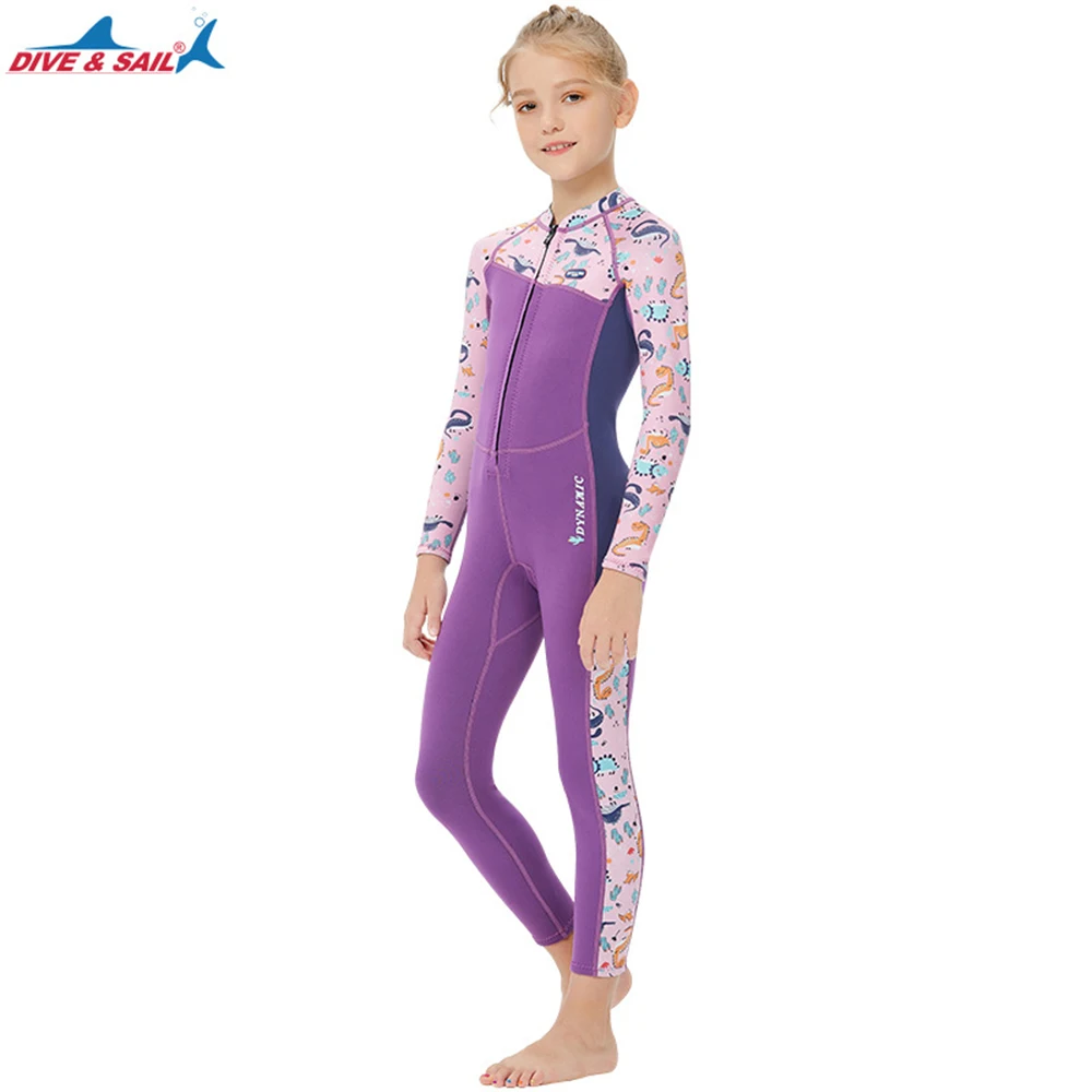 Children's Neoprene Warm and Cold-proof Wetsuit, One-Piece Long Sleeve, Thicken , Surfing and Snorkeling Wetsuit, 2.5mm