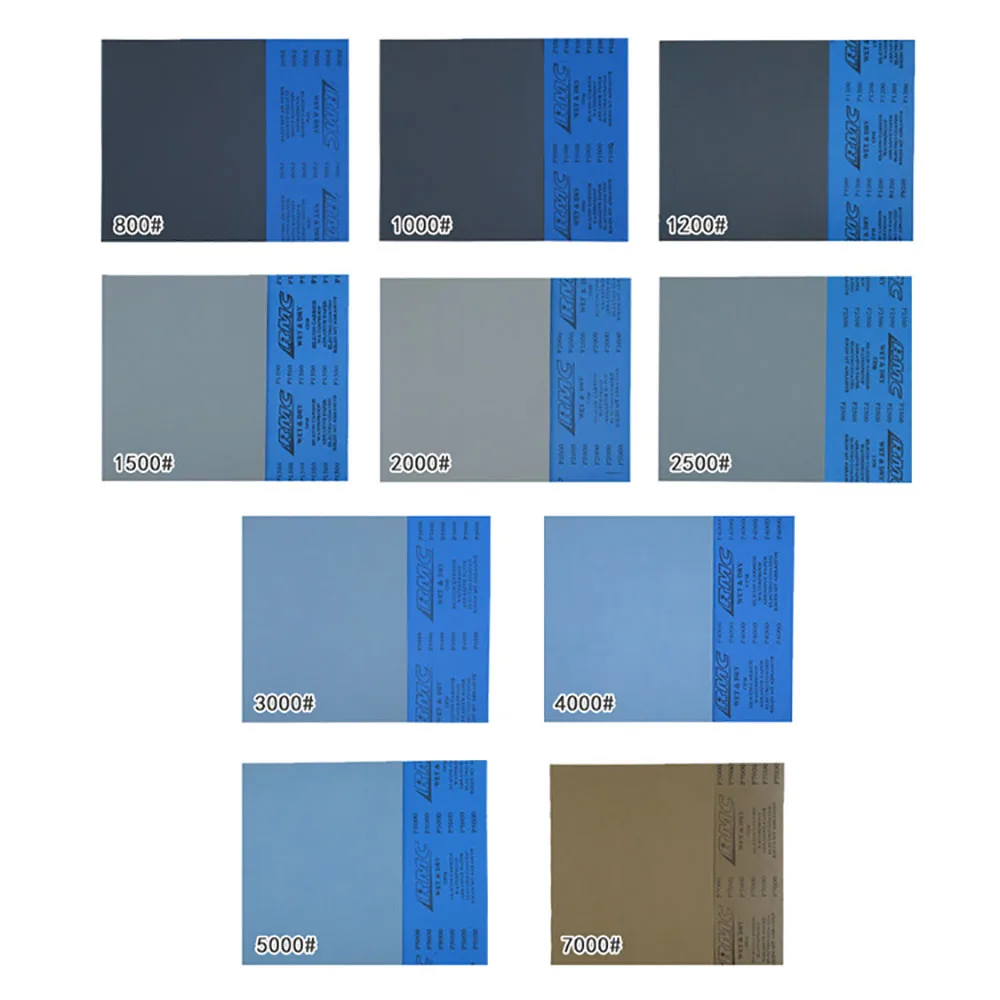 Lixa de papel abrasivo para lixa automotiva, lixa de areia de polimento à prova d'água e seca molhado para lixar madeira de metal, artesanato, acabamento automático, 400 a 7000