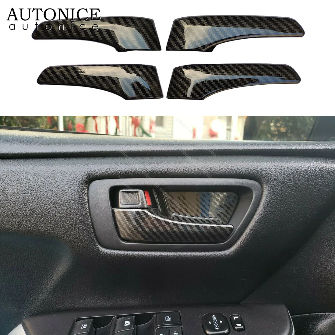 4pcs Carbon Fiber Color Inner Door Open Handle Cover Fit for Toyota Camry 2012 2013 2014 2015 2016 2017