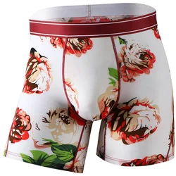 Printed Men's Underwear Ice Silk Breathable Boxers Summer Plus Size Sexy Men Panties Underpants Fashion Male Boxer Shorts Cueca