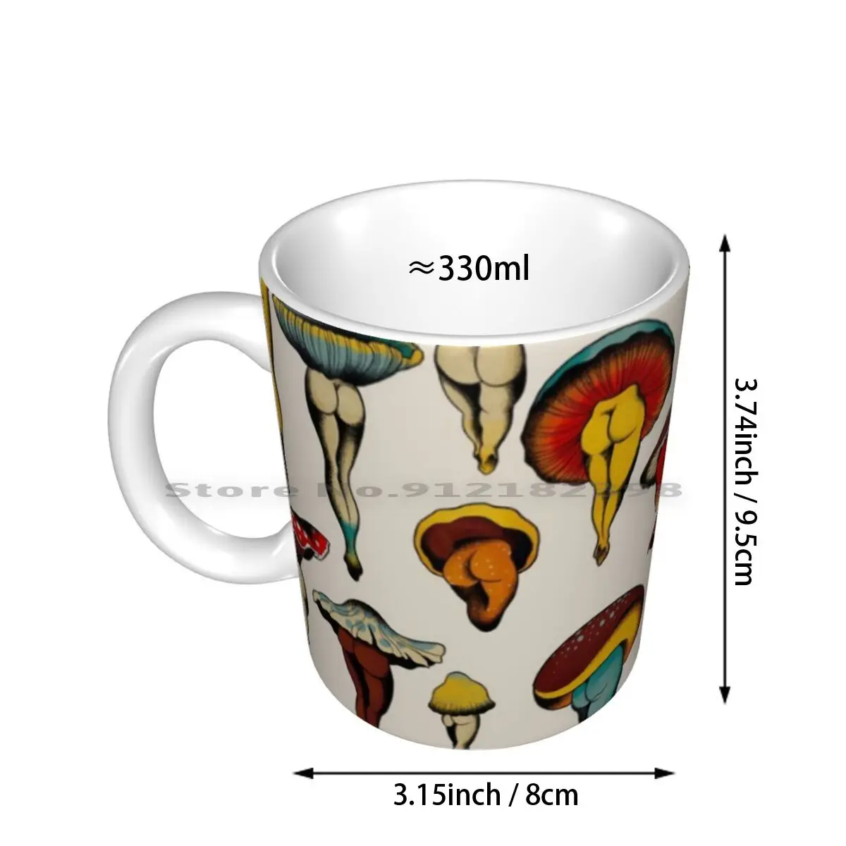 Sexy Mushrooms Tattoo Flash Ceramic Mugs Coffee Cups Milk Tea Mug Tattoo Flash Mushrooms Butt Cute Sexy Vegan Botanical