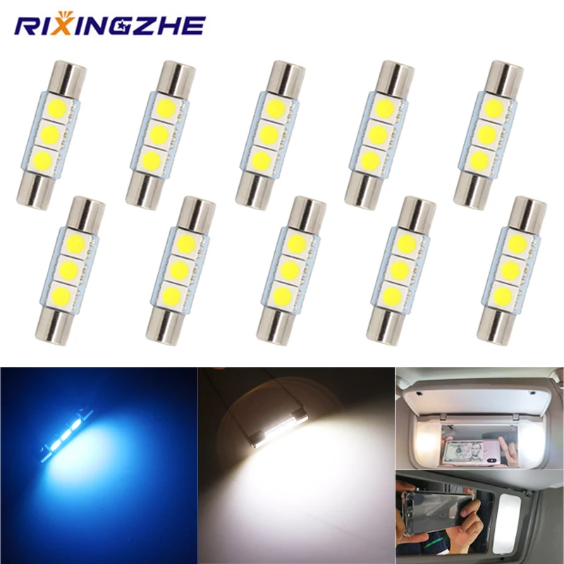 

10pcs C5W T6 Car Led Bulbs 28MM 31MM Car Interior Festoon Dome Reading Light Source White ice bule Side License plate Lamp 12V