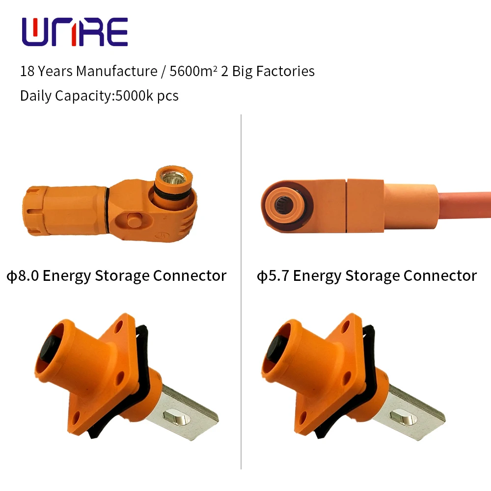 Φ5.7/8.0mm Energy Storage Connector Socket Plug Single Core Elbow High Current Power Connector For New Energy Electric Vehicle