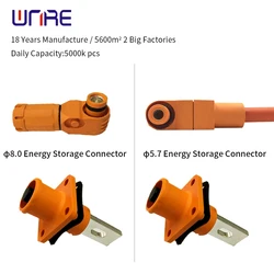 Φ5.7/8.0mm Energy Storage Connector Socket Plug Single Core Elbow High Current Power Connector For New Energy Electric Vehicle