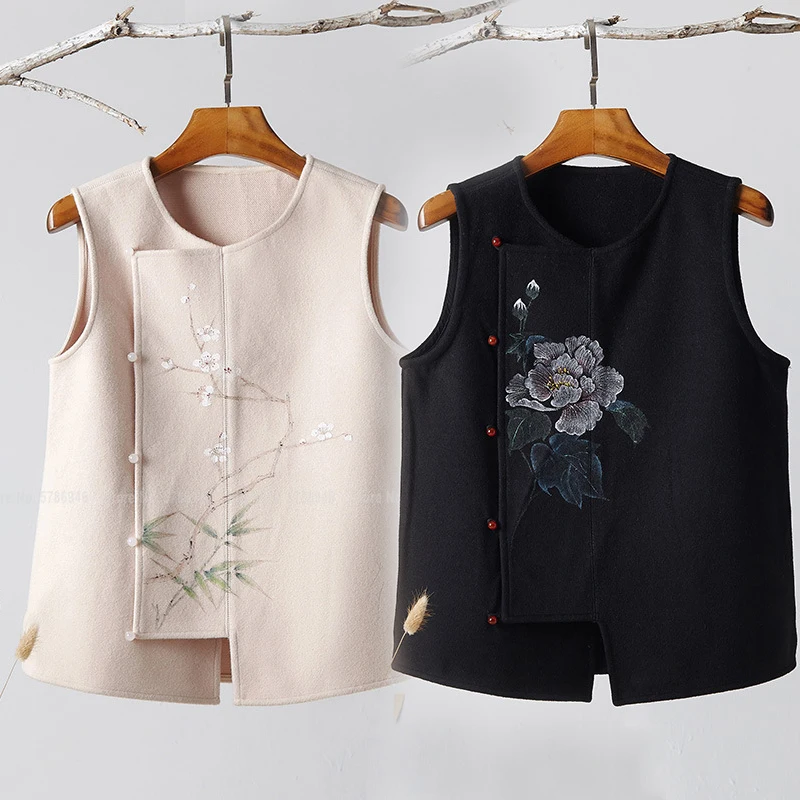 

Women Chinese Traditional Retro Fashion Sleeveless Qipao Tops Waistcoat Oriental Clothing Casual Tang Suits Hanfu Cardigan Vest