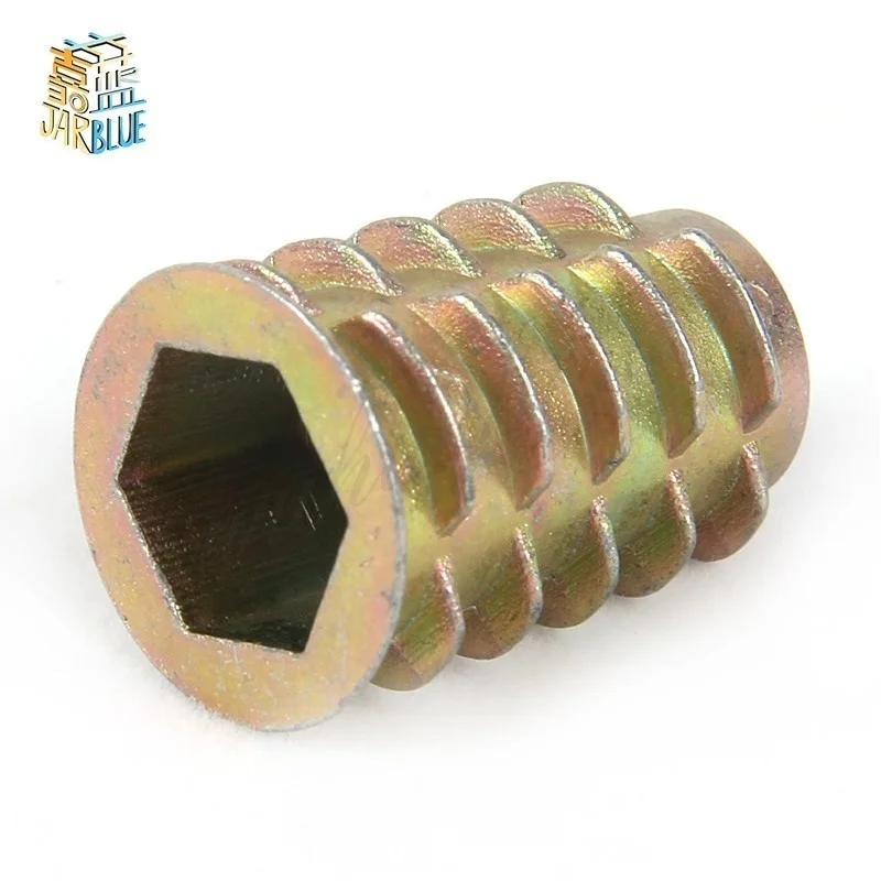 10-50PCS M4 M5 M6 M8 M10 Zinc Alloy Thread For Wood Insert Nut Flanged Hex Drive Head Furniture Nuts M4 M5 M6 M8 M10