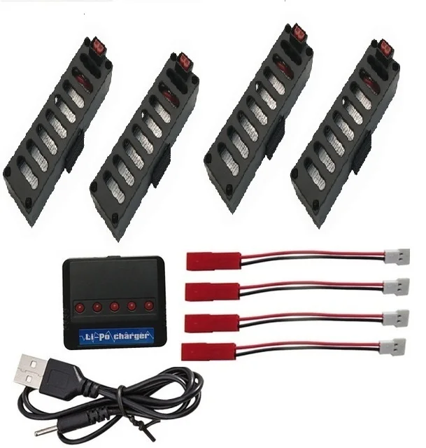 5pcs/set Battery charger sets with 3.7v 600mAh 25C Lipo Battery Part for Quadcopter Drone for JY018 WiFi mini rc drone