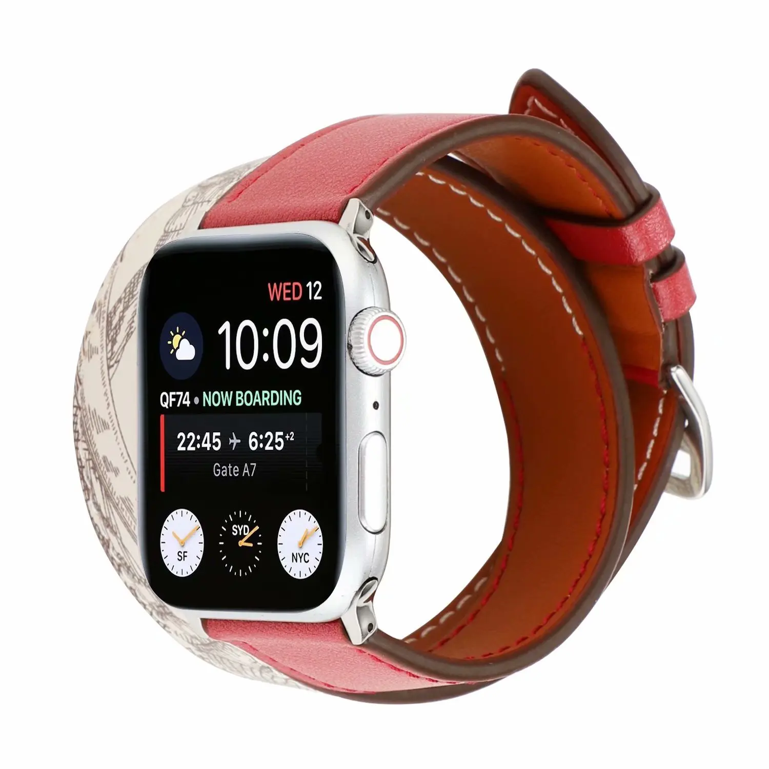 41mm 45mm New Color Double Tour Leather Loop for Apple Watch Band 42mm 38mm 40/44mm Extra-long Strap for iWatch SE7 6 5 4 3 2 1