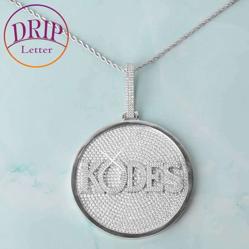 

Drip Letter Custom Name Bubble Letter Pendant Big Circle Necklace Hip Hop Fashion Charms for Jewelry Making