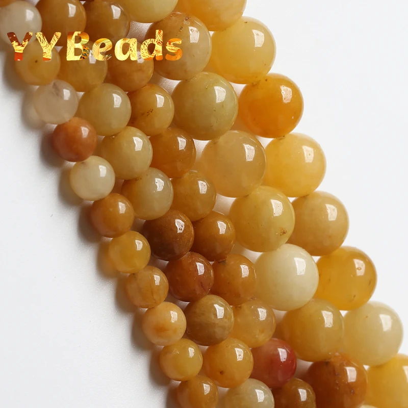 Natural Yellow Aventurine Jades Stone Beads Yellow Topaz Loose Spacers Beads For Jewelry Making DIY Bracelets 15