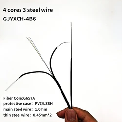 Fiber Optic Patch Cord, Outdoor Drop Cable, Single Mode Jumper, G657A, 4Cores, 3 Steel, 1000m Roll, GJYXCH-4B6
