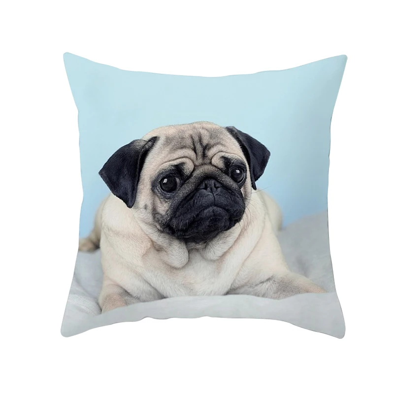 Creative Pug Dog Pillow Case Pug Dog Decorative Pillowcases 45*45CM Cute Dog Throw Pillow Case Cover kussensloop almohada