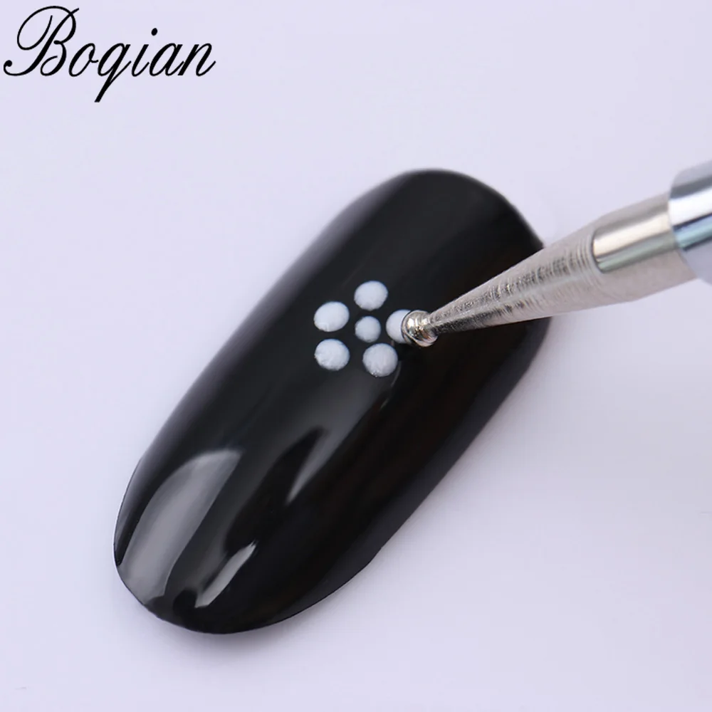 BQAN 5 PCS Black Dual-ended Nail Dotting Pen Crystal Beads Handle Rhinestone Studs Picker Wax Pencil Manicure Nail Art Tool