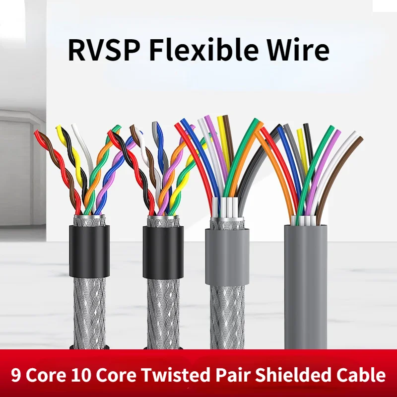 9 Core 10 Core Twisted Pair Shielded Cable RVSP TRVVP TRVV Flexible Wire DB9 232 Line 9 Pin 10 Pin Serial Cable Signal Line