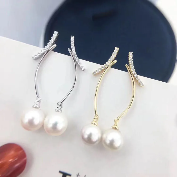 

Elegant Drop Pearl Earrings Findings S925 Sterling Silver Earrings Jewelry Findings&Components Women DIY Accessory