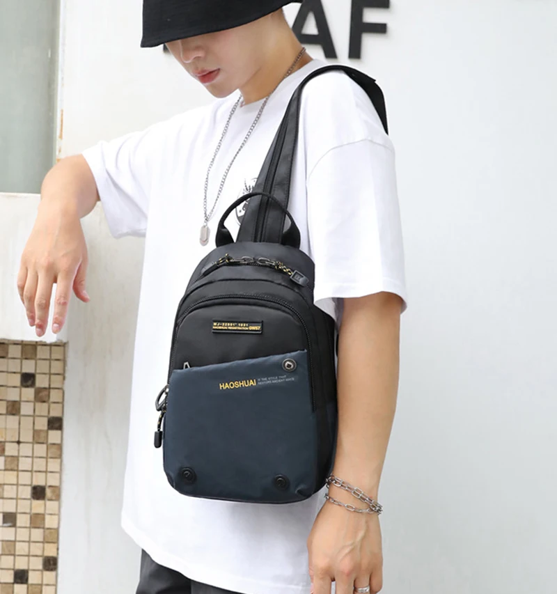Männer Kleine Rucksack Rucksack Messenger Cross Body Brust Taschen Mehrzweck Military Reise Nylon Männlichen Mode Daypack Rucksack – Detail 7