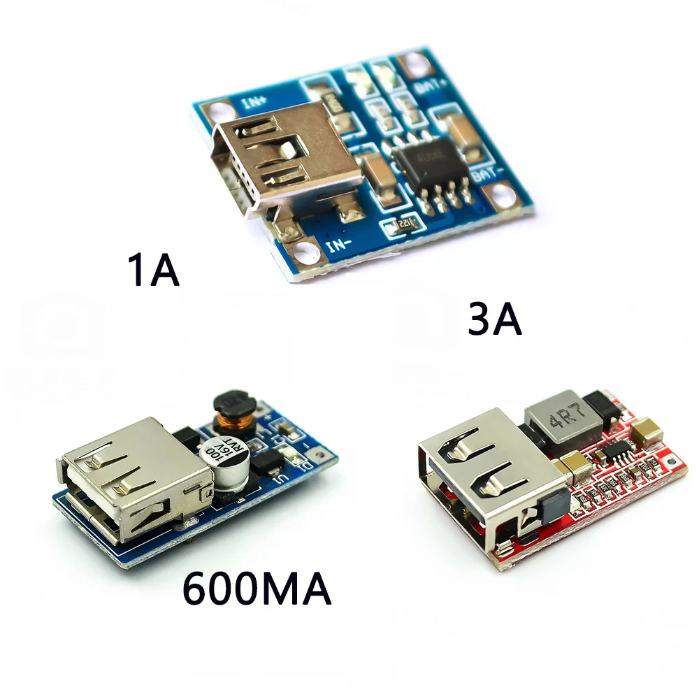 600MA 3A DC-DC Buck Converter 0.9V~5V boost step-down Module,TP4056 Mini USB phone charger 1A power supply Module