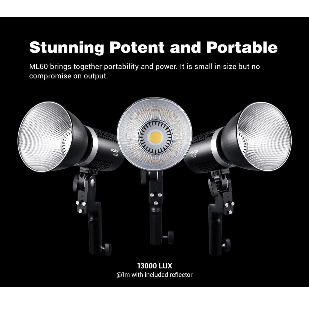 Godox ML60 ML60Bi 60W LED Light Silent Mode Portable Brightness