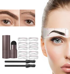 4 Colour Natural Stick Hair Line Contour Template Eyebrow Shaping Kit Stamp And 10 Pieces Brow Stencil Long Lasting Waterproof