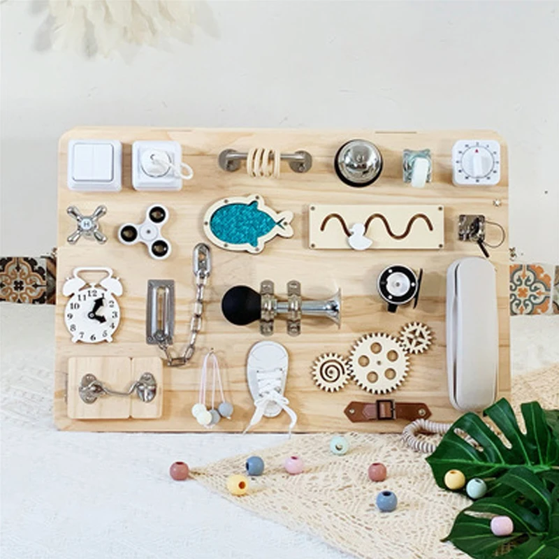 Aktywność dziecka zajęta tablica materiał Diy akcesoria pomoce nauczycielskie Montessori dziecko Busyboard wczesna edukacja umiejętności uczenia się część zabawki