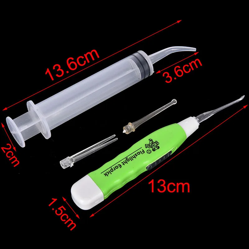 1Set LED Light Ear Wax Remover Stainless Steel Earpick Irrigator Syringe Clean Care Tool New Tonsil Stone Remover Tools Random