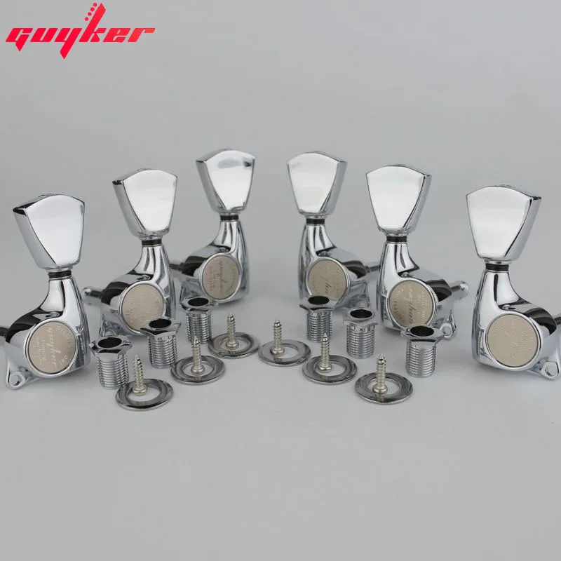 Guyker 3R3L Guitar Machine Heads 1:21 Sealed Tuning Key Pegs Tuners Trapezium Button Set for LP SG Electric Guitars