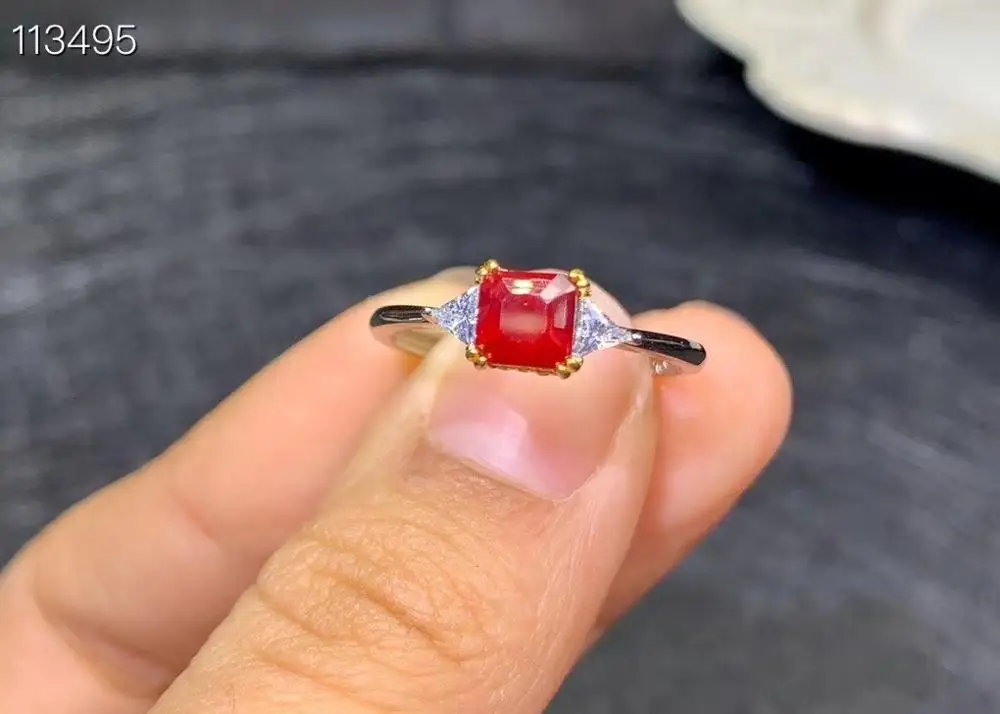 KJJEAXCMY fine jewelry 925 sterling silver inlaid natural adjustable ruby new Female  Girl Miss Woman  ring lovely
