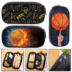 Estuche de cosméticos con estampado de baloncesto para niños, bolsas de papelería para niños, caja de lápices para niños, estuche de suministros escolares, bolsa de regalo