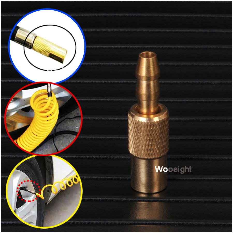 Wooeight 1Pc Auto Brass 6mm Tyre Wheel Air Chuck Inflator Tire Pump Valve Clip Clamp Connector Adapter Car Accessories