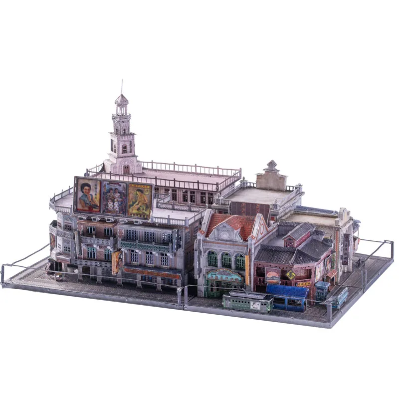 

Art Model 3D Metal Puzzle Shanghai Culture Chinatown Model kits DIY 3D Laser Cut Assemble Jigsaw Toys GIFT For Children