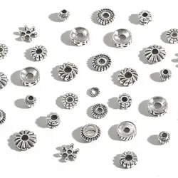 High Quality 30-200Pcs Antique Silver Color Plated Plated Loose Spacer Bead For DIY Jewelry Making Findings Beads Accessories