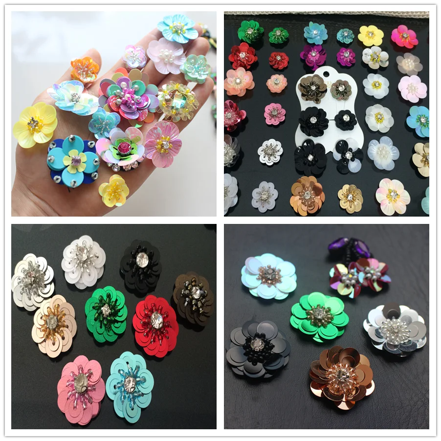 10pcs lot flower patch handmade sequins bags shoes DIY decoration Accessories cheap 2~3cm