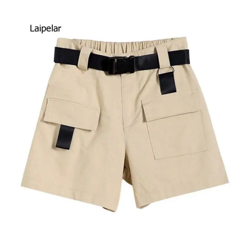 Frauen Sommer Shorts mit Gürtel 2021 Mode Casual Straße Tragen Fracht Feminino Armee Grün Femme