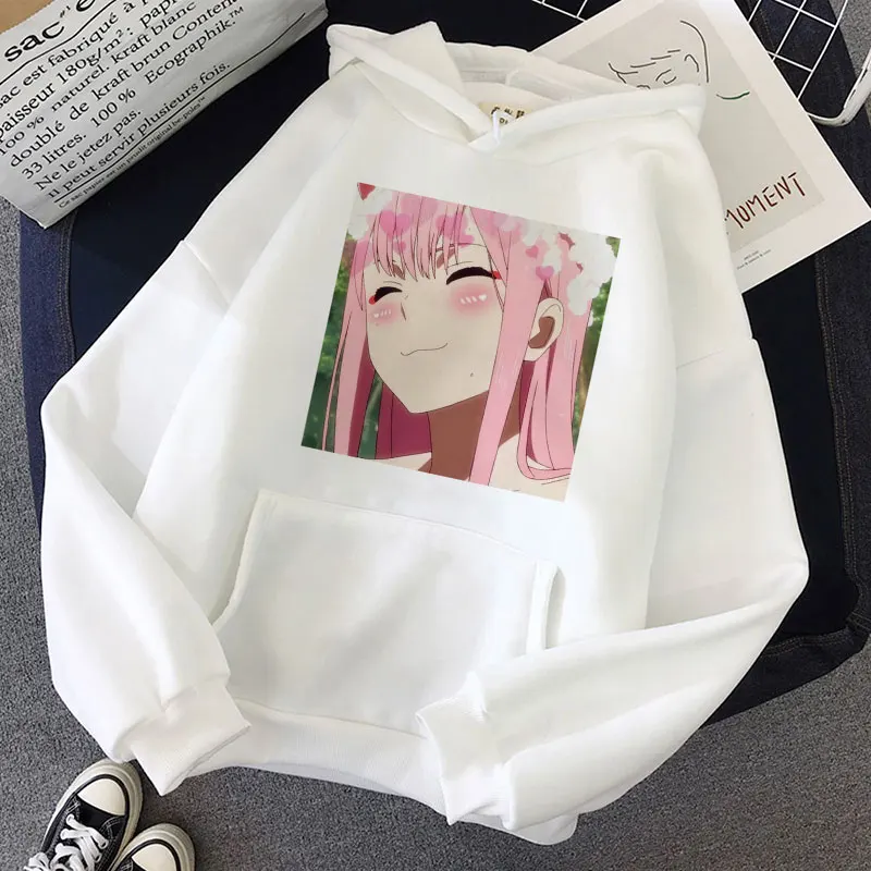 Streetwear Oversized Zero Two Anime Hoodie DARLING In The FRANXX Pullover Harajuku Hoodies Winter Clothes Women Sweatshirt Ins