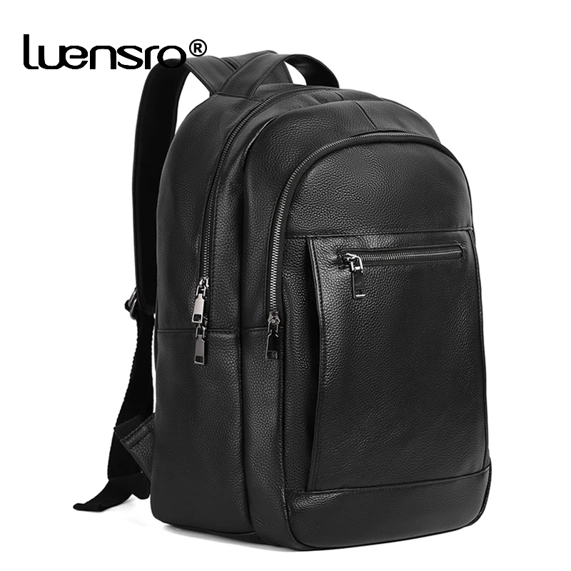 100% Genuine Leather Men Backpack Male 14 inch Laptop Backpack Travel Backpacks Waterpoof Male Fashion BagPack Schoolbag For Men