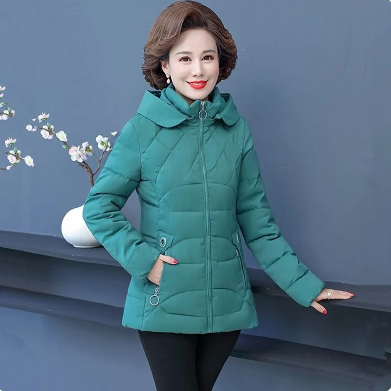 UHYTGF Down Cotton Coat Women Short Jacket Thick Hooded Tops Warm Autumn Winter Coat Womens 5XL Large Size Parker Female 2290