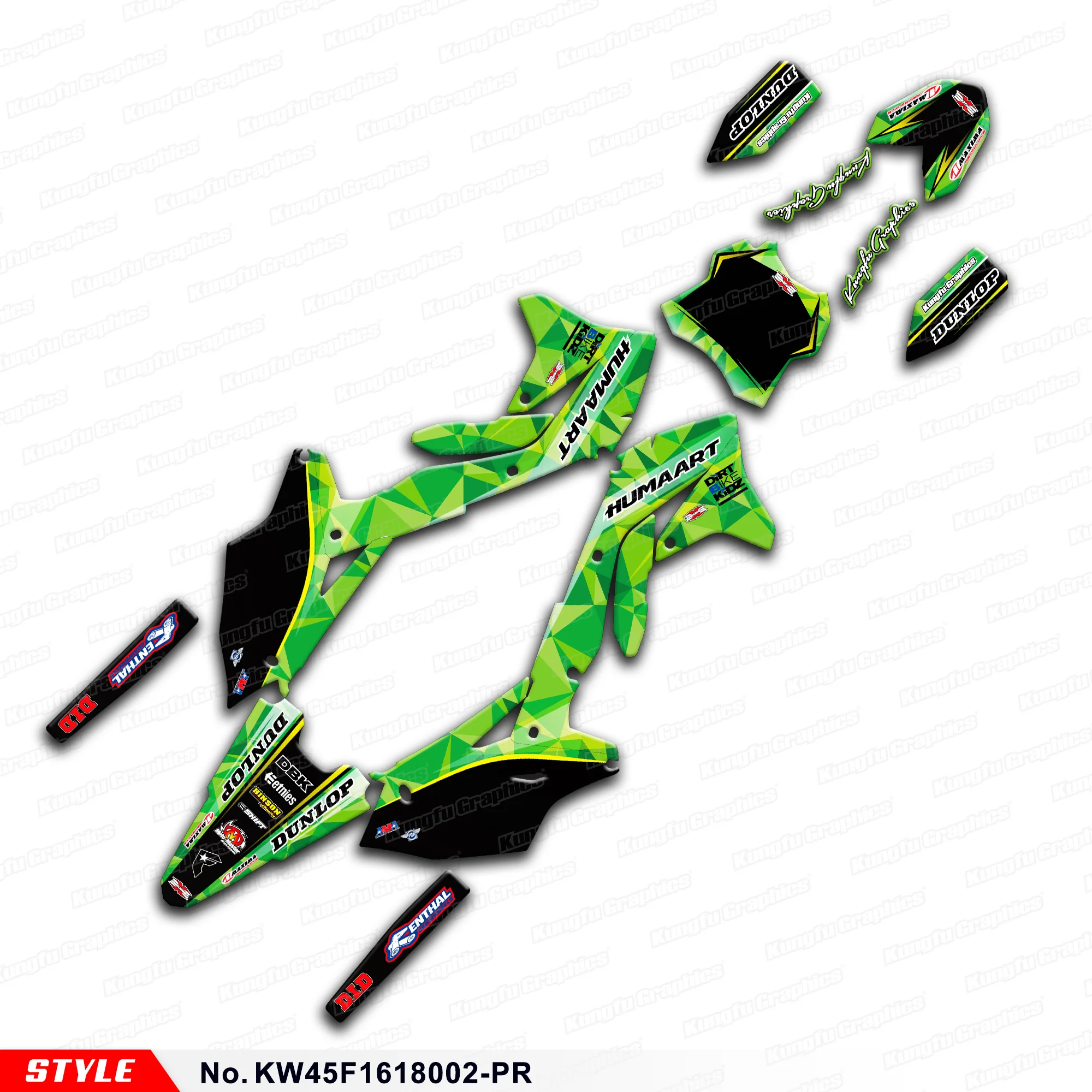 

Aftermarket Custom Stickers Motocross Graphics Dirt Bike Deco for Kawasaki KX450F 2016 2017 2018, Style No. KW45F1618002-PR