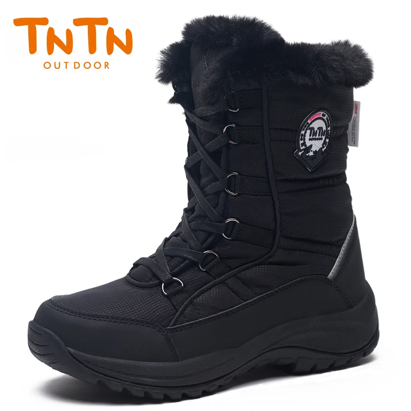 TNTN Outdoor Waterproof Snow Boots Men Women Hiking Trekking Shoes Winter Sports Sneakers Fleece Warm Non-Slip Walking Boots