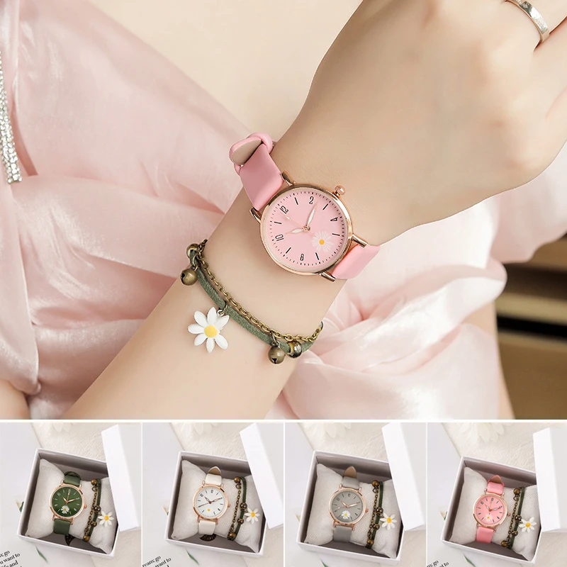 Elegant Quartz Watches Beautiful Casual Watches Ladies Daisy Bracelet Wristwatch For Women Lady LL@17