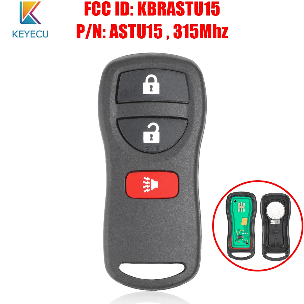 KEYECU Keyless Entry Remote Control Car Key Fob 3 Buttons for Nissan Murano Xterra Titan for Infiniti FX35 FX45 QX4 KBRASTU15