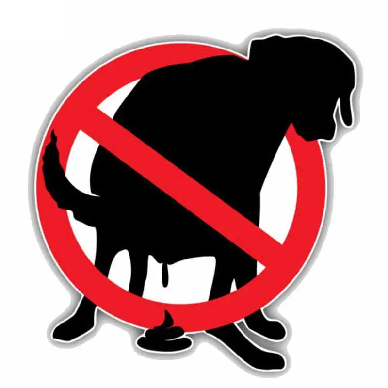 RuleMyLife 13CMx13CM Pooping Dog Prohibition Ban Stop Sign PVC Colored Car Sticker C1-9071
