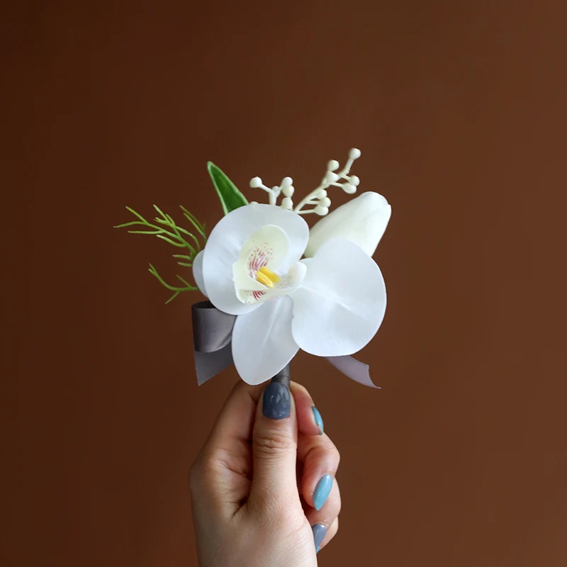 GT Corsages de seda para decoración de boda, ramillete de muñeca de peonía, alfiler, flores para invitados