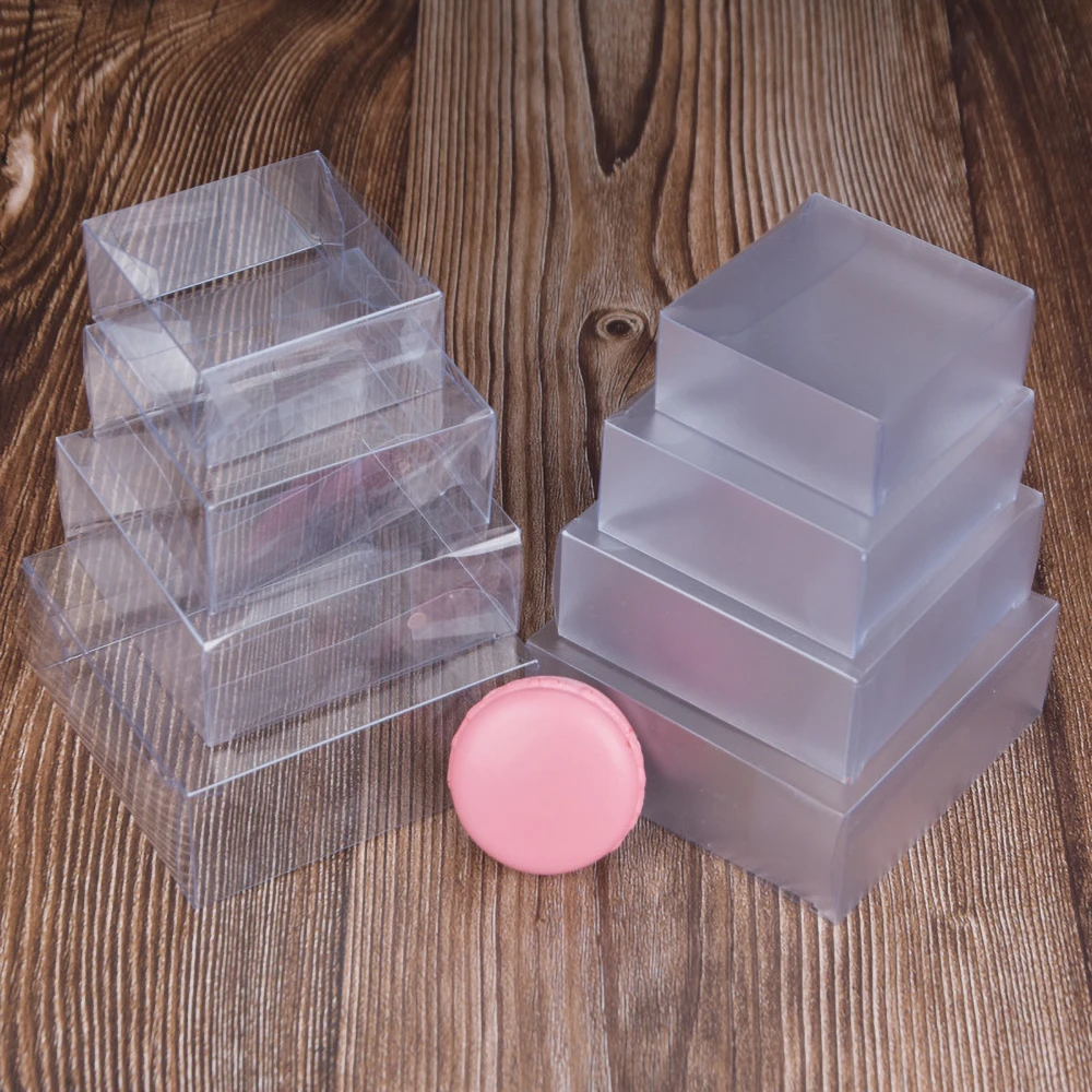 50pcs Clear Plastic Boxes For Gifts Matte PVC Box Handmade Soap Macaroon Packing Candy Box  Gift Boxes Wedding Party Favor