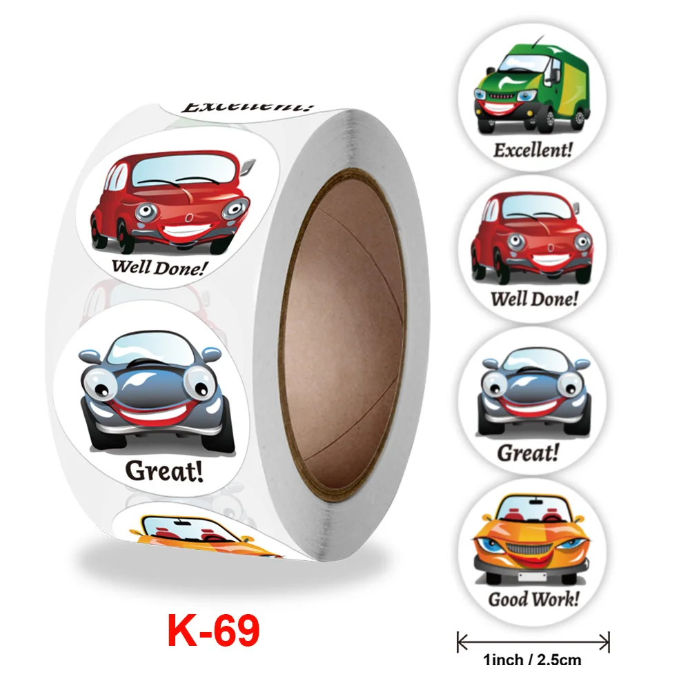 500pcs/Roll Creative Classic Cars Series Learning Reward Stationery Sticker For Kids Gift Fashion Classic Toys Seal Stickers