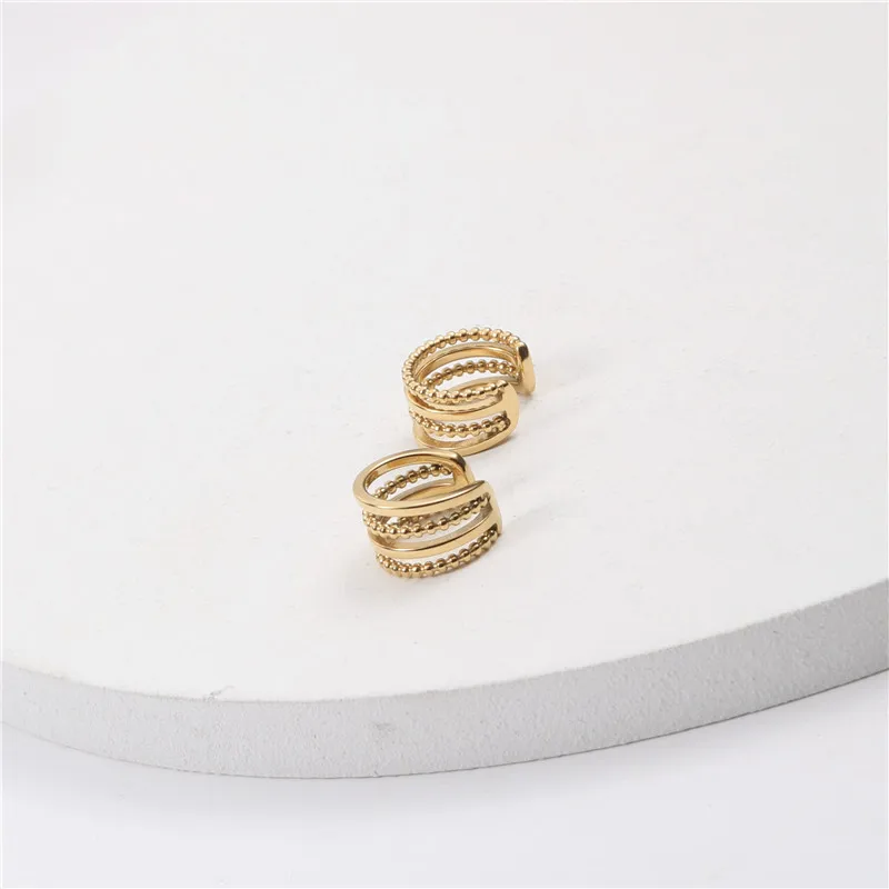 

Joolim Jewelry Wholesale High Quality PVD Tarnish Free Fashion Versatile Multi-layered Stainless Steel Cuff Earring for Women