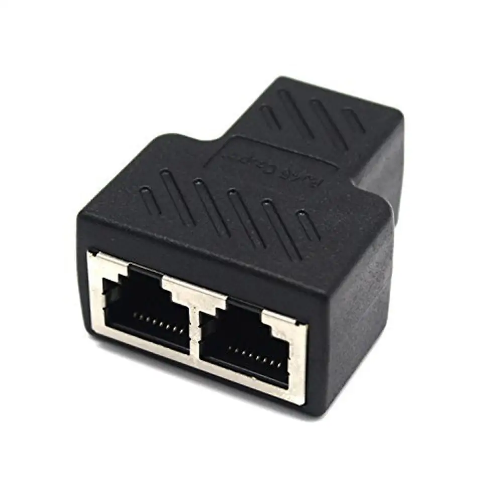 2 Ways LAN Ethernet Network Cable RJ45 Female Splitter Connector Adapter For Laptop Docking Stations Z07 Drop ship shipping