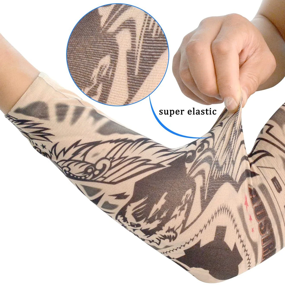 1PC New Flower Arm Tattoo Sleeves Seamless Outdoor Riding Sunscreen Arm Sleeves Sun Uv Protection Arm Warmers For Men Women