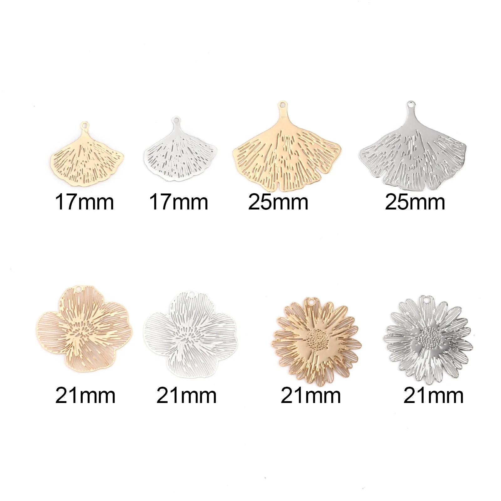 20PCs Filigree Stamping Geometric Charms Pendant For DIY Jewelry Making Gingko Leaf Pendant Earrings DIY Findings 17mm x 16mm