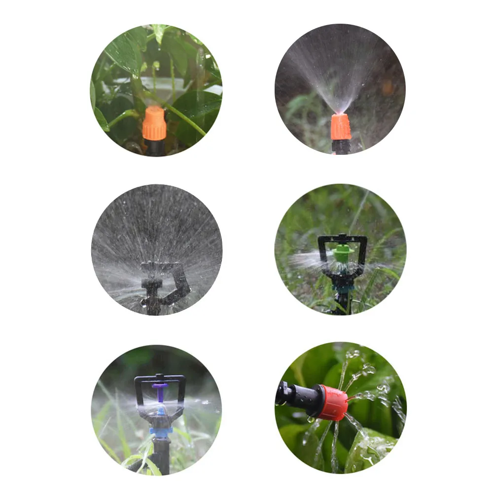 Greenhouse 360 Refraction Misting Nozzle Mist Rotating Sprinkler Garden Drip Irrigation System w 4/7 barb Spike Nozzle support